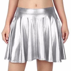 Metallic Silver Skater Skirt